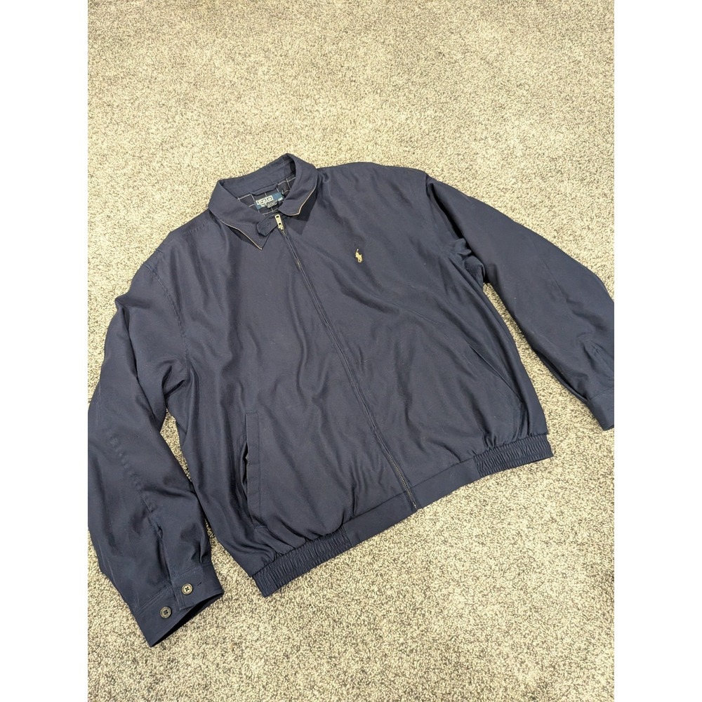 Vintage 90s Polo Ralph Lauren Navy Full Zip Harrington Jacket Y2K  XL